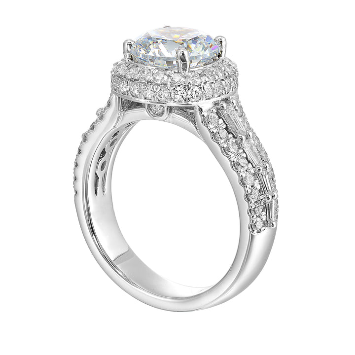 14Kt White Semi Mount 1 1/10Ctw For 2Ctw Round Center