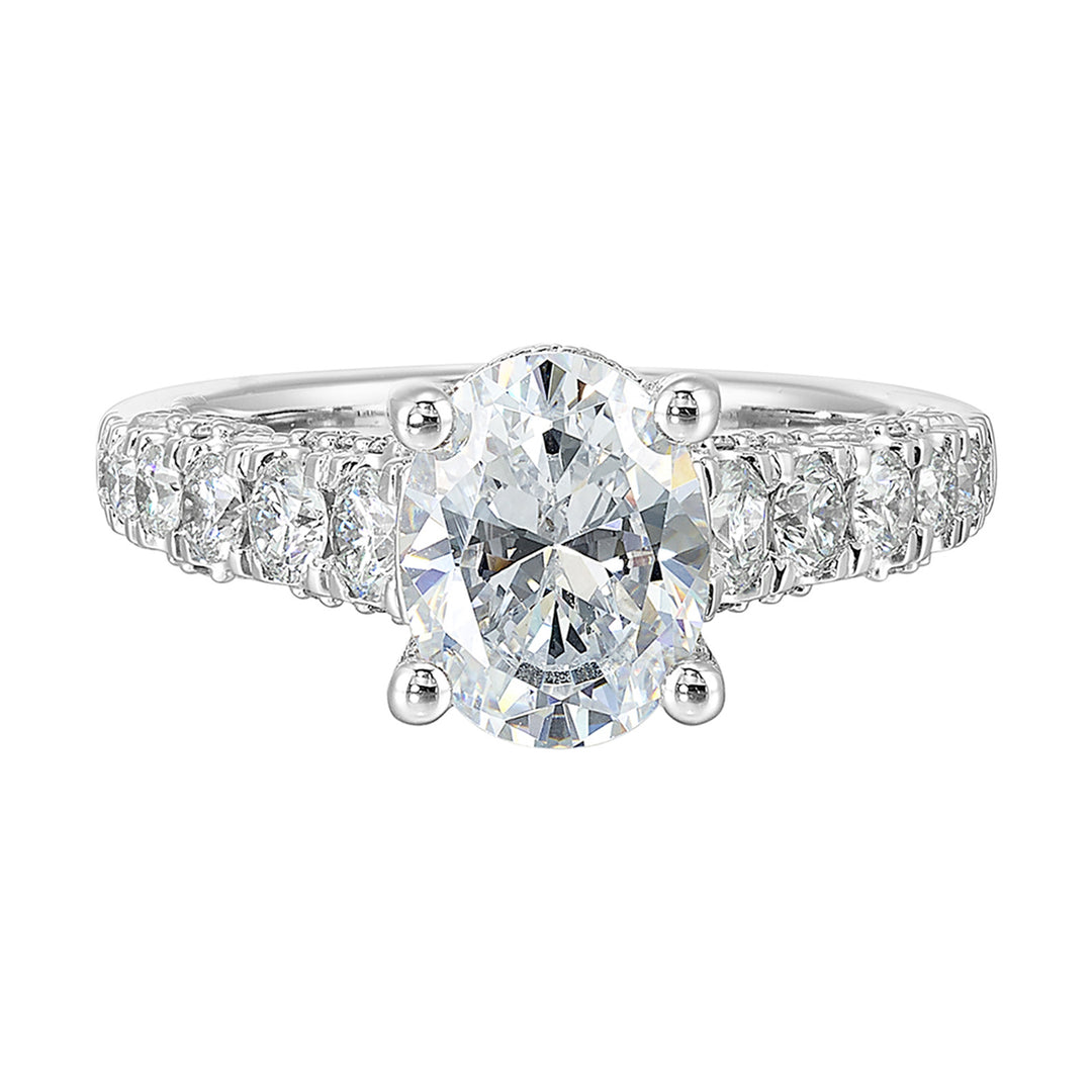 14Kt White Semi Mount 1Ctw For 2Ctw Oval Center
