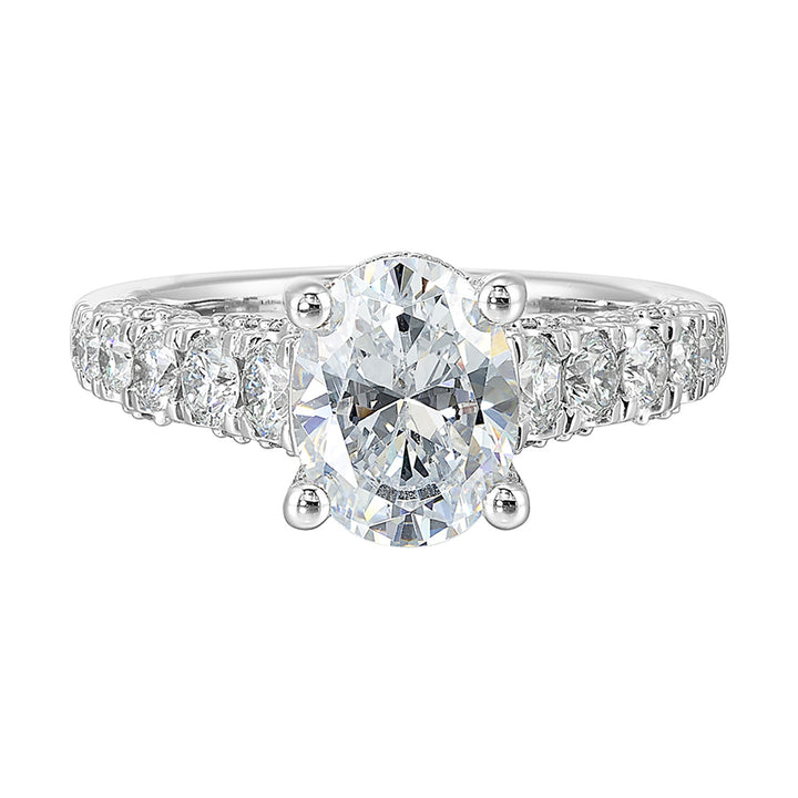 14Kt White Semi Mount 1Ctw For 2Ctw Oval Center