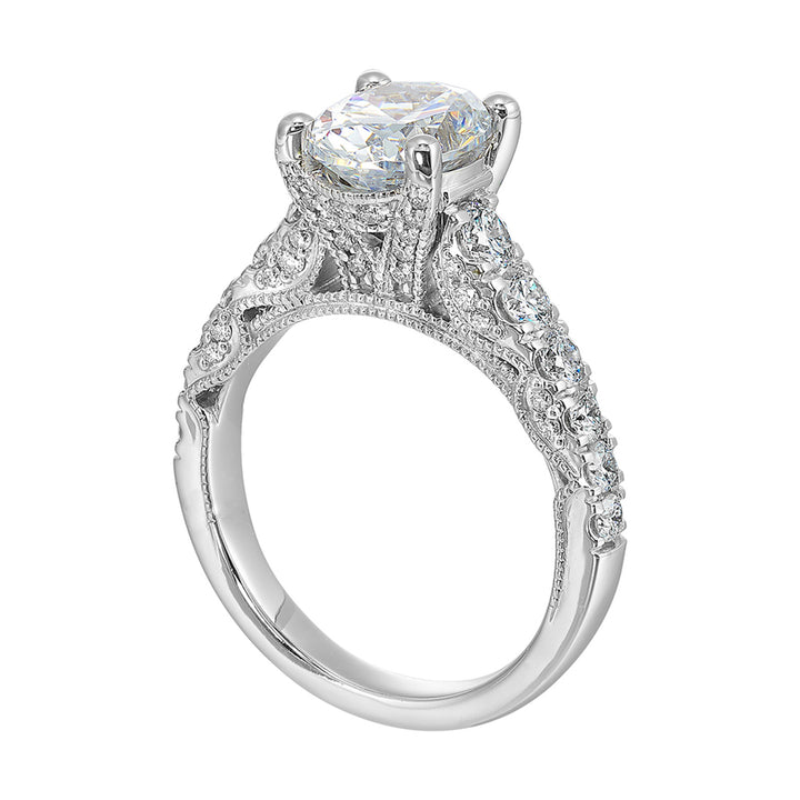 14Kt White Semi Mount 1Ctw For 2Ctw Oval Center