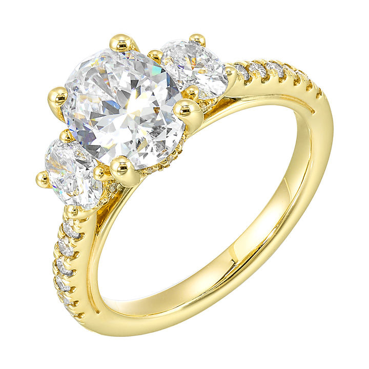 14Kt Yellow Semi Mount 7/8Ctw For 2Ctw Oval Center