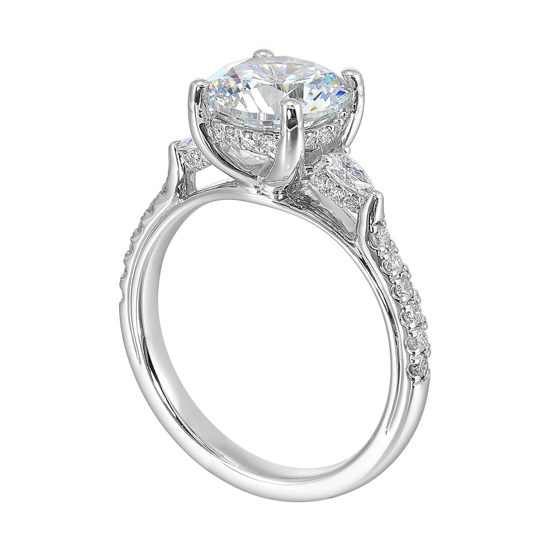 14Kt White Semi Mount 3/8Ctw For 2Ctw Round Center