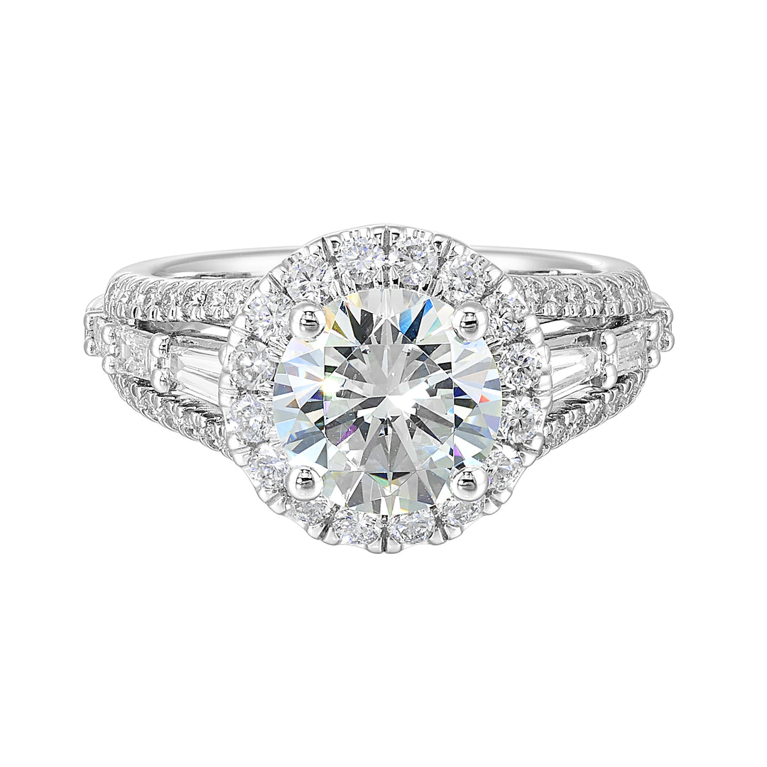 14Kt White Semi Mount 1Ctw For 2Ctw Round Center