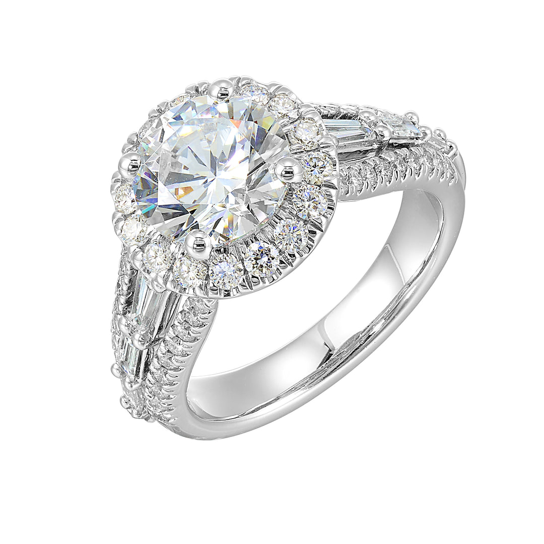 14Kt White Semi Mount 1Ctw For 2Ctw Round Center
