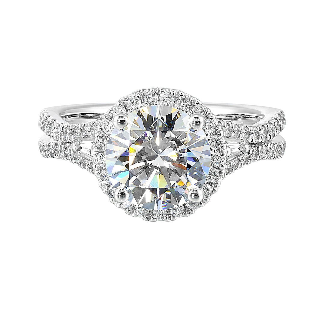 14Kt White Semi Mount 1/2Ctw For 2Ctw Round Center