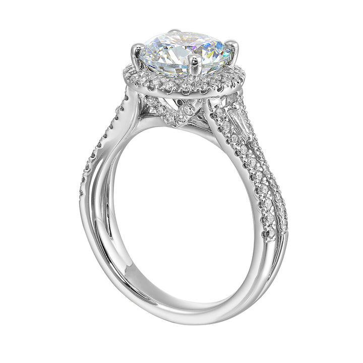 14Kt White Semi Mount 1/2Ctw For 2Ctw Round Center