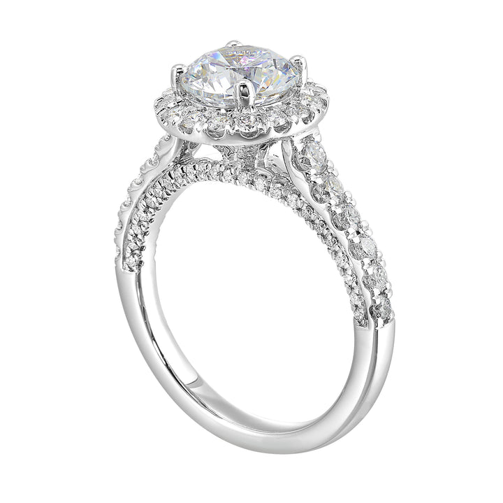 14Kt White Semi Mount 7/8Ctw For 1 1/2Ctw Round Center
