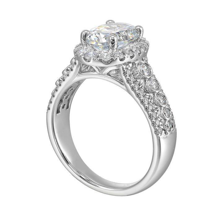 14Kt White Semi Mount 3/4Ctw For 2Ctw Oval Center