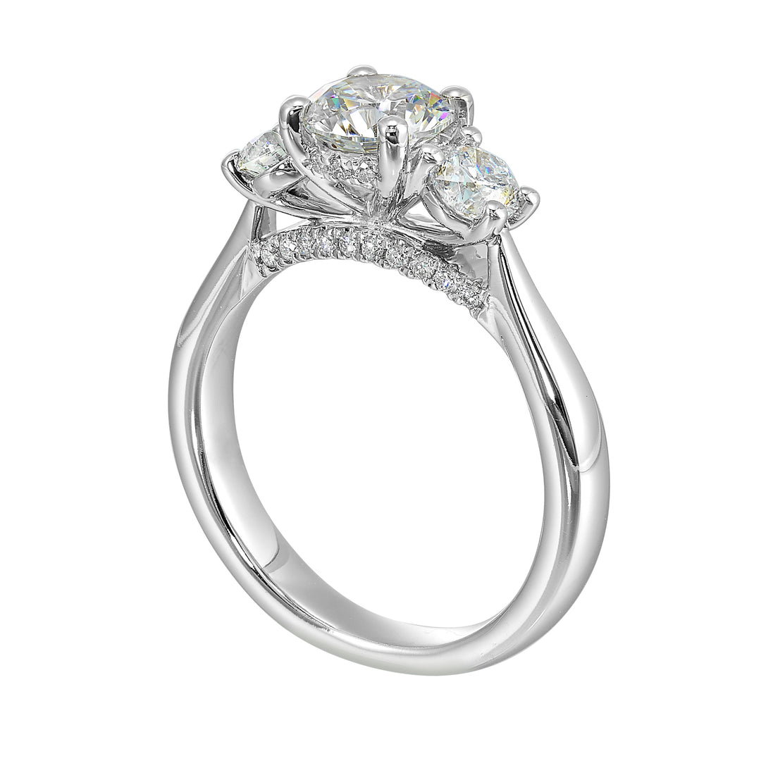 14Kt White Semi Mount 3/4Ctw For 1Ctw Round Center