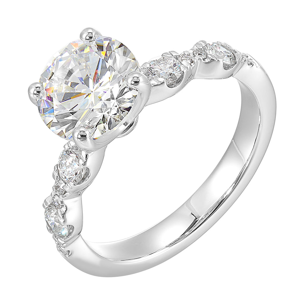 14Kt White Semi Mount 3/8Ctw For 1 1/2Ct Round Center