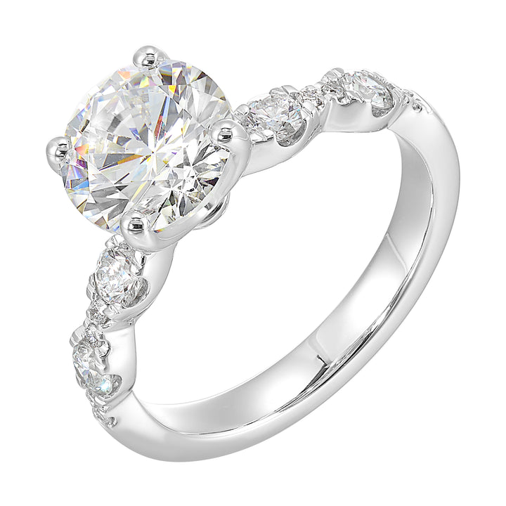 14Kt White Semi Mount 3/8Ctw For 2Ctw Round Center