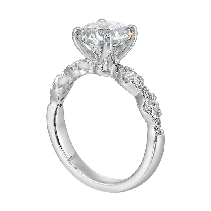 14Kt White Semi Mount 3/8Ctw For 2Ctw Round Center