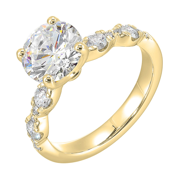 14Kt Yellow Semi Mount 3/8Ctw For 2Ct Round Center