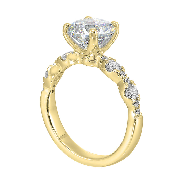 14Kt Yellow Semi Mount 3/8Ctw For 2Ct Round Center