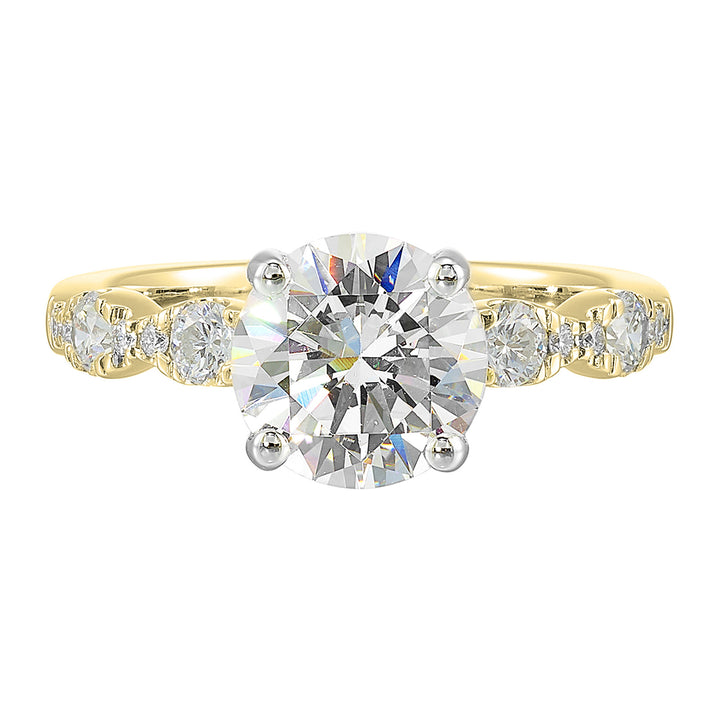 14Kt White Yellow Semi Mount 3/8Ctw For 2Ct Round Center
