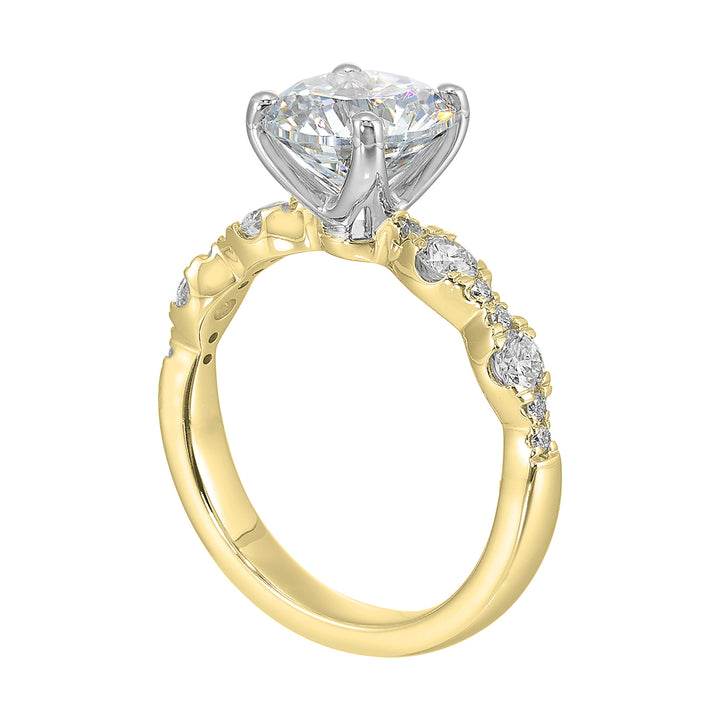 14Kt White Yellow Semi Mount 3/8Ctw For 2Ct Round Center