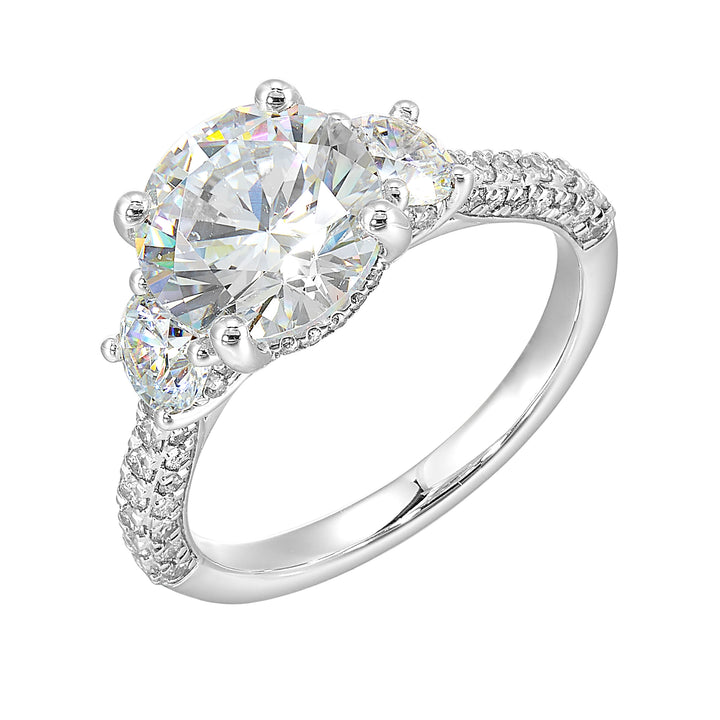 14Kt White Semi Mount 1 1/5Ctw For 3Ctw Round Center