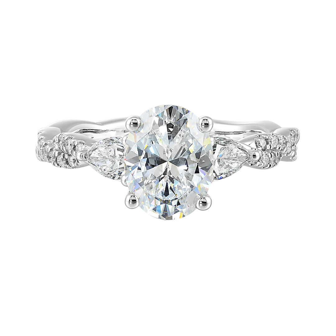 14Kt White Semi Mount 5/8Ctw For 2Ctw Oval Center