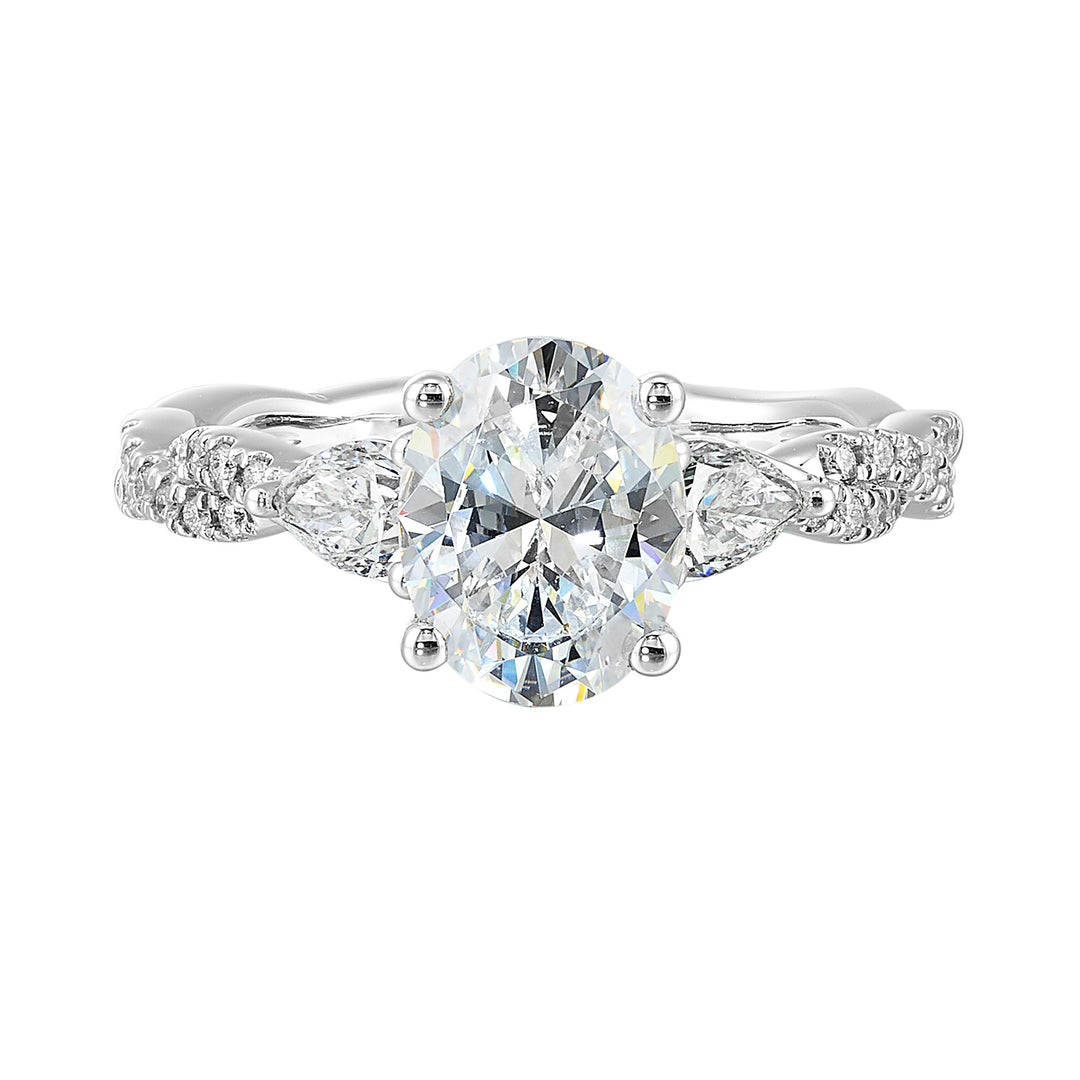 14Kt White Semi Mount 5/8Ctw For 2Ctw Oval Center