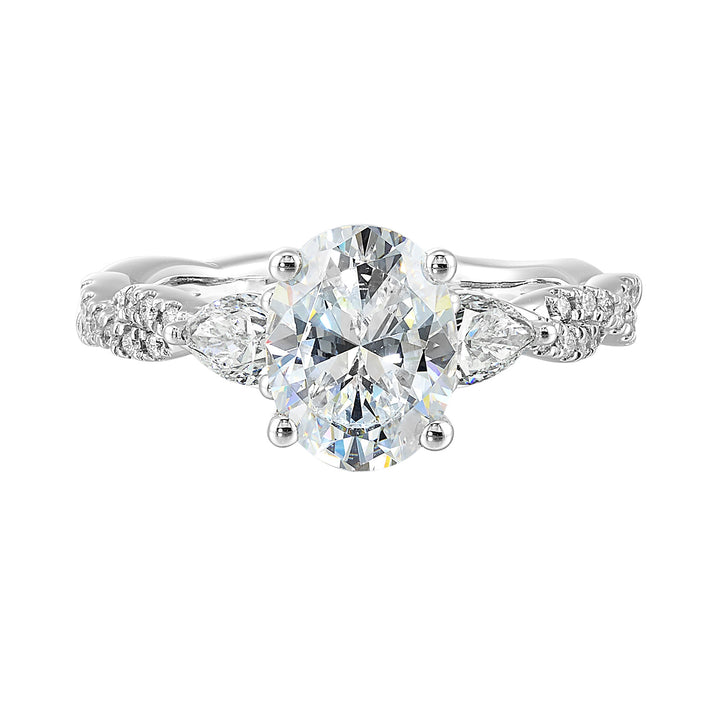 14Kt White Semi Mount 5/8Ctw For 2Ctw Oval Center