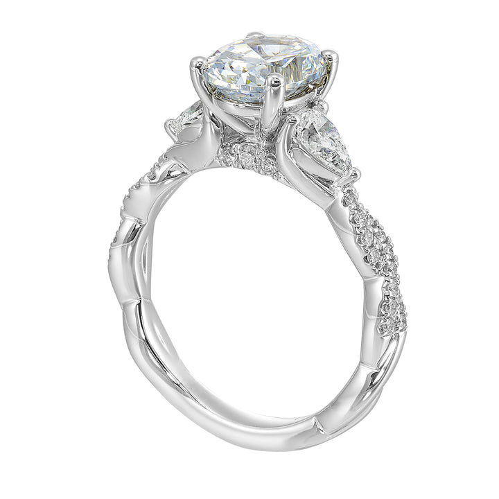 14Kt White Semi Mount 5/8Ctw For 2Ctw Oval Center
