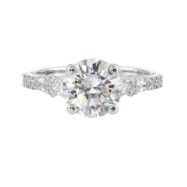 14Kt White Semi Mount 1/3Ctw For 2Ctw Round Center