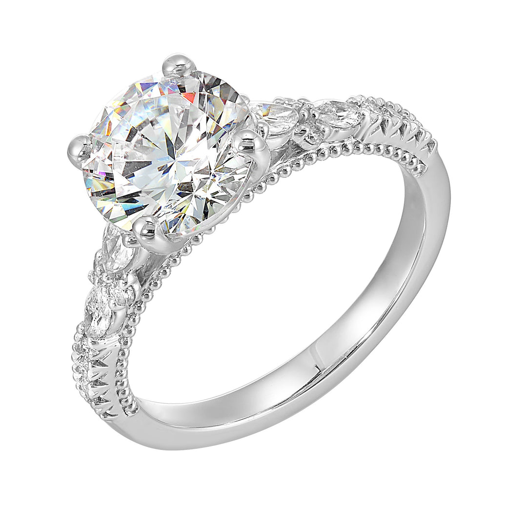 14Kt White Semi Mount 1/3Ctw For 2Ctw Round Center