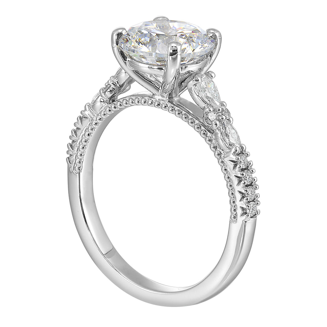 14Kt White Semi Mount 1/3Ctw For 2Ctw Round Center