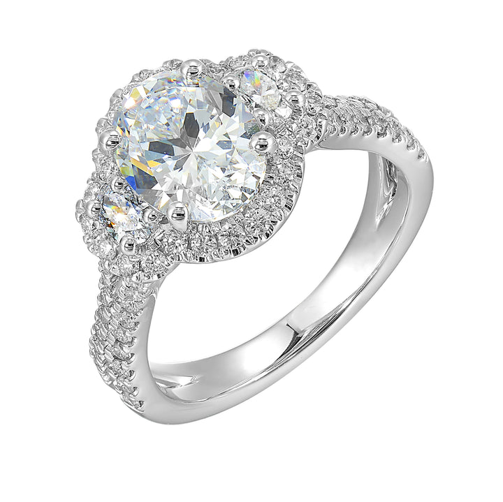 14Kt White Semi Mount 3/4Ctw For 2Ctw Oval Center