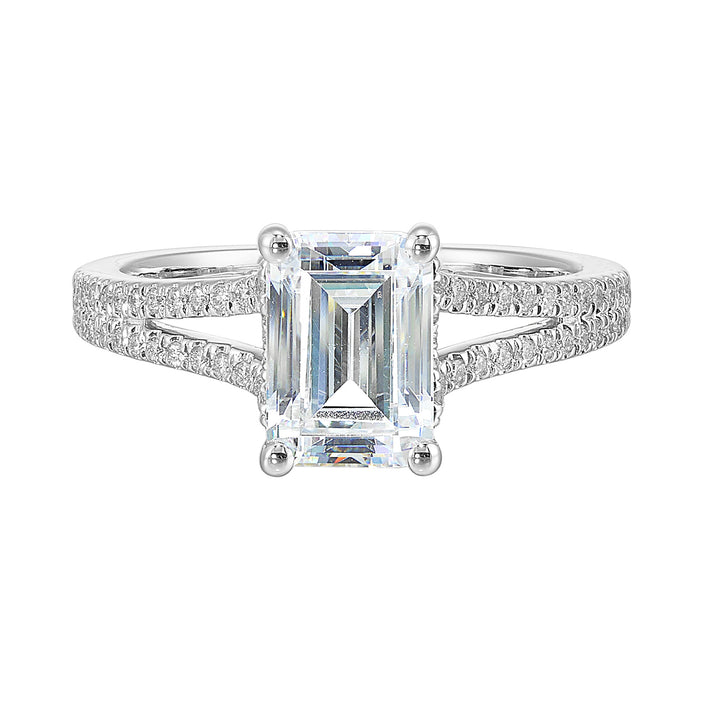 14Kt White Semi Mount 1/3Ctw For 2Ctw Emerald Cut Center