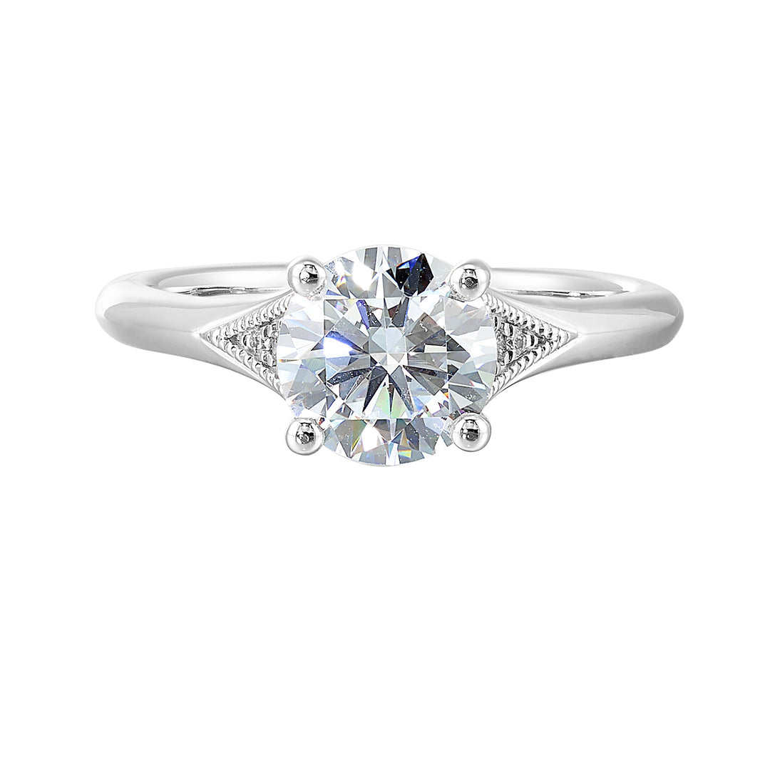 14Kt White Semi Mount 1/25Ctw For 1 1/2Ctw Round Center