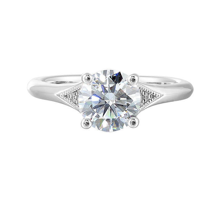 14Kt White Semi Mount 1/25Ctw For 1 1/2Ctw Round Center