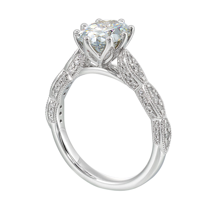 14Kt White Semi Mount 1/3Ctw For 2Ctw Oval Center