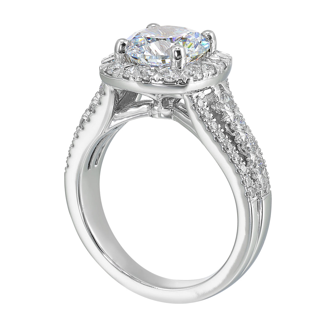 14Kt White Semi Mount 7/8Ctw For 2Ctw Round Center