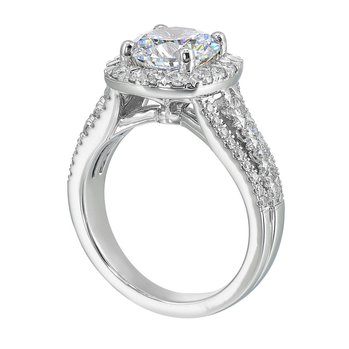 14Kt White Semi Mount 7/8Ctw For 2Ctw Round Center