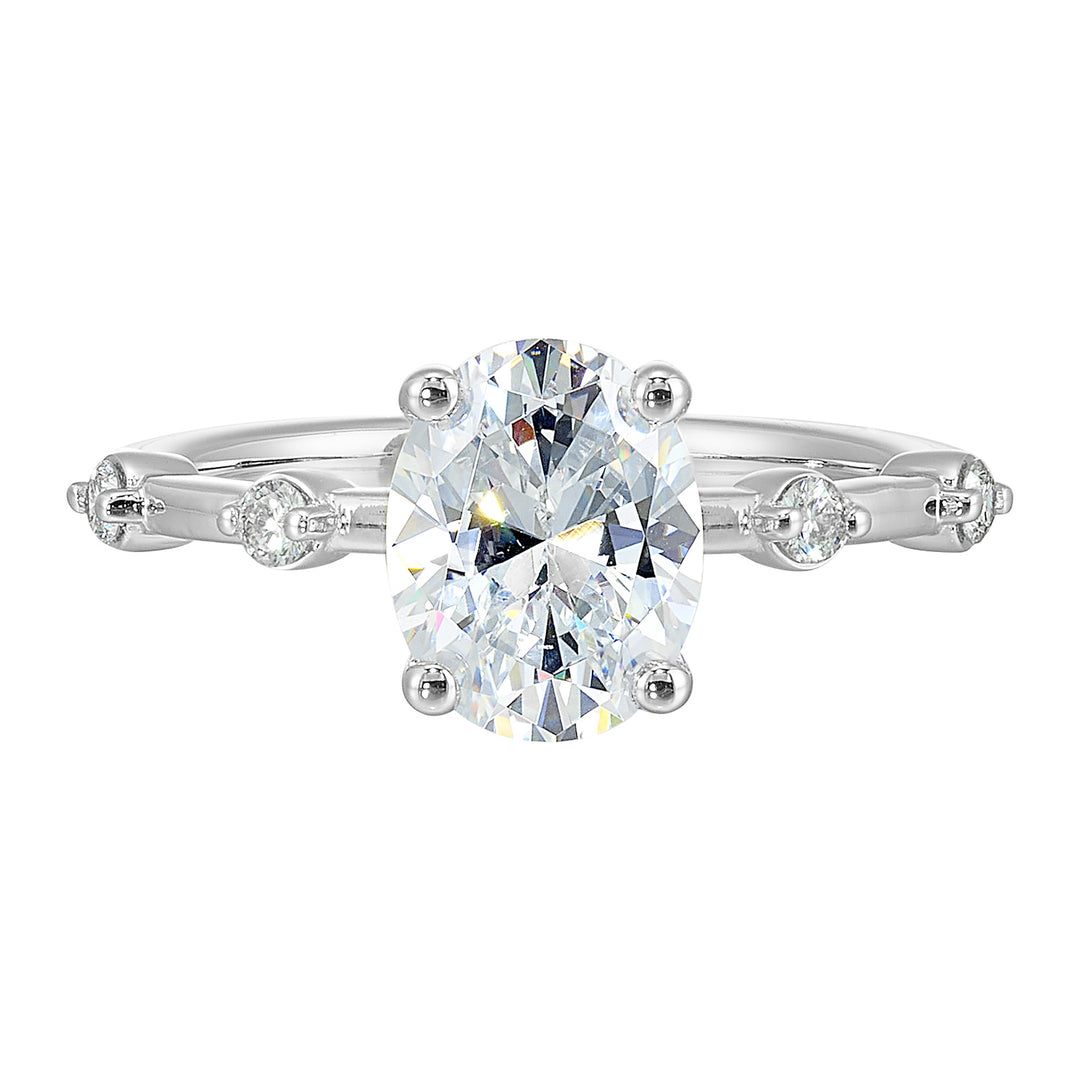 14Kt White Semi Mount 1/8Ctw For 2Ctw Oval Center