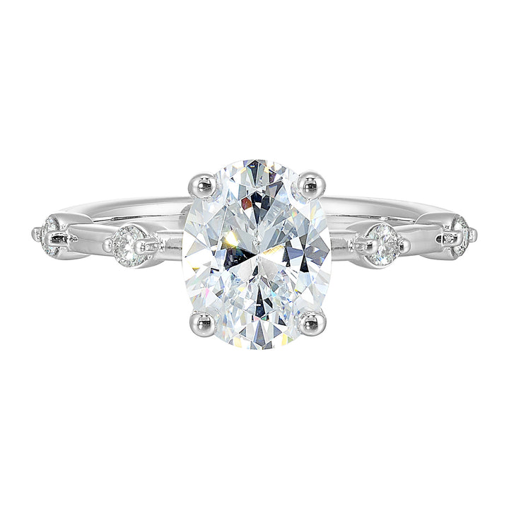 14Kt White Semi Mount 1/8Ctw For 2Ctw Oval Center