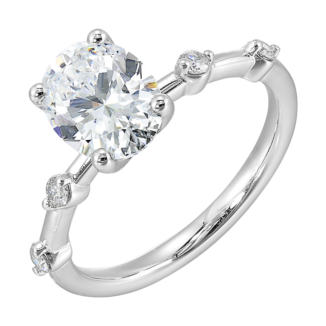 14Kt White Semi Mount 1/8Ctw For 2Ctw Oval Center