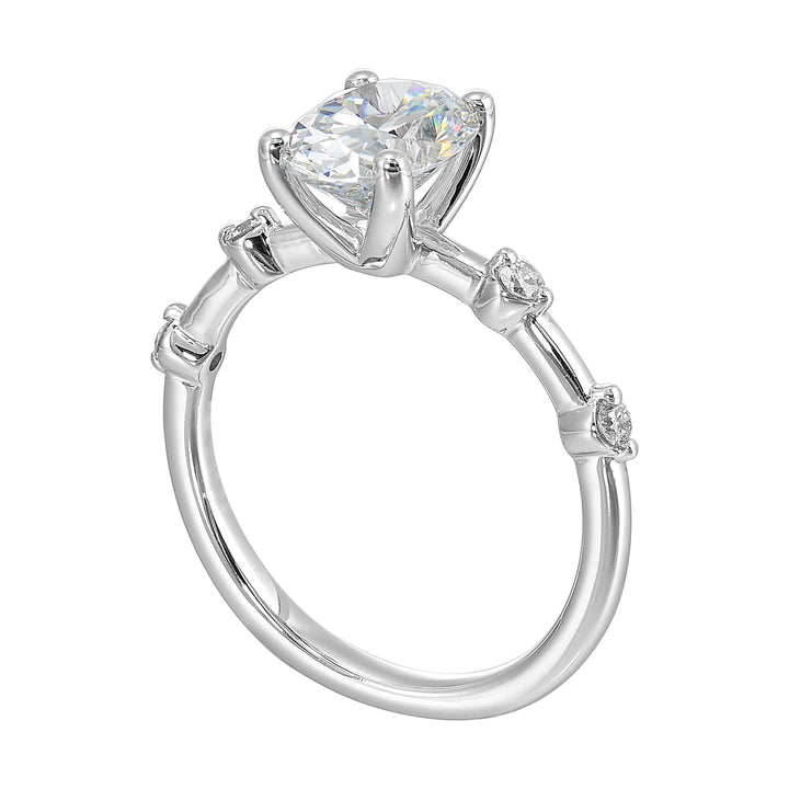 14Kt White Semi Mount 1/8Ctw For 2Ctw Oval Center
