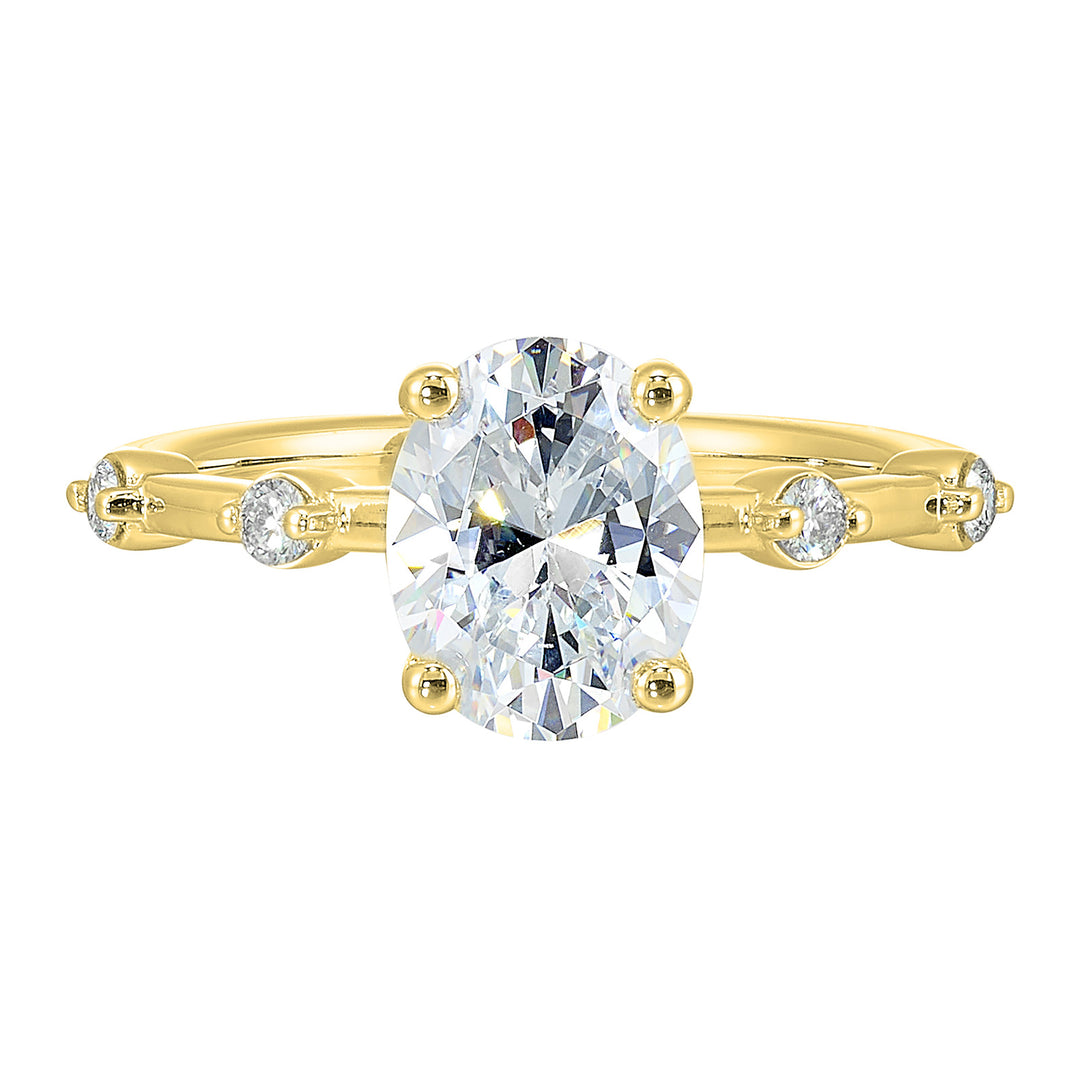 14Kt Yellow Semi Mount 1/8Ctw For 2Ctw Oval Center