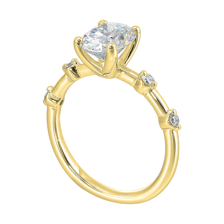14Kt Yellow Semi Mount 1/8Ctw For 2Ctw Oval Center