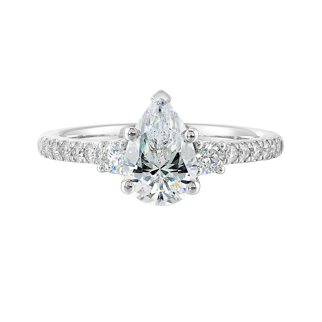 14Kt White Semi Mount 1/3Ctw For 2Ctw Pear Center