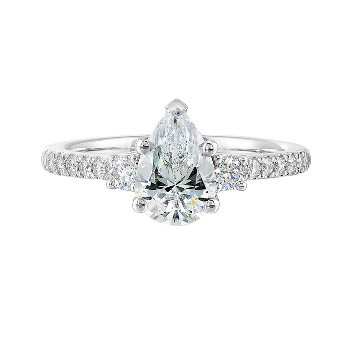 14Kt White Semi Mount 1/3Ctw For 2Ctw Pear Center