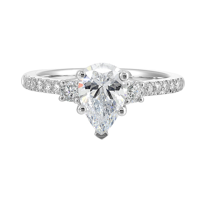 14Kt White Semi Mount 1/3Ctw For 2Ctw Pear Center