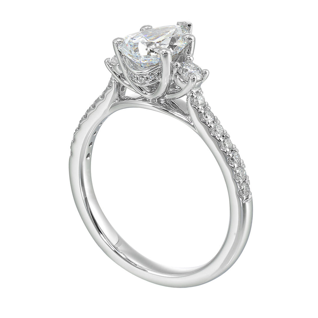 14Kt White Semi Mount 1/3Ctw For 2Ctw Pear Center