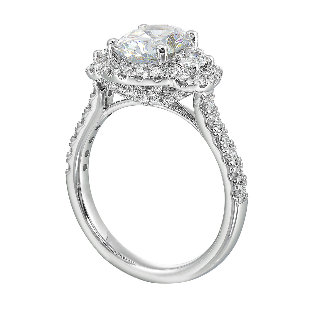 14Kt White Semi Mount 3/4Ctw For 2Ctw Oval Center