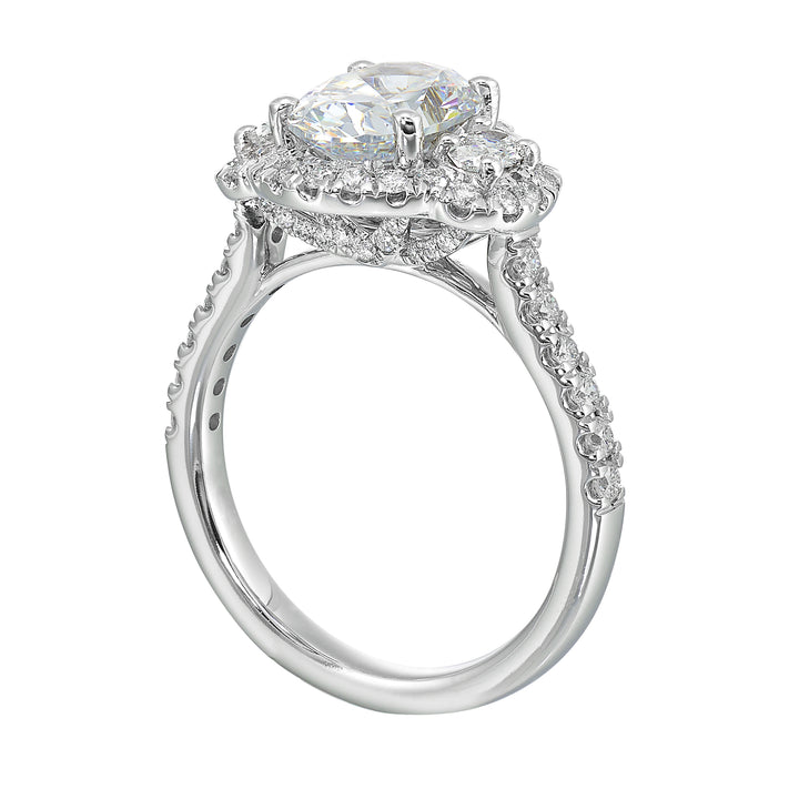 14Kt White Semi Mount 3/4Ctw For 2Ctw Oval Center