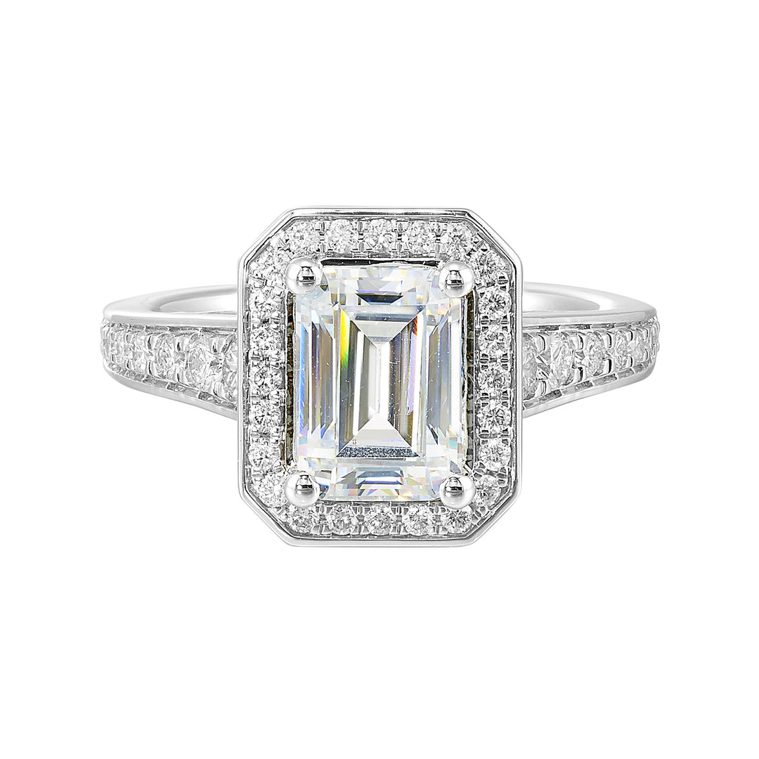 14Kt White Semi Mount 1/2Ctw For 2Ctw Emerald Cut Center