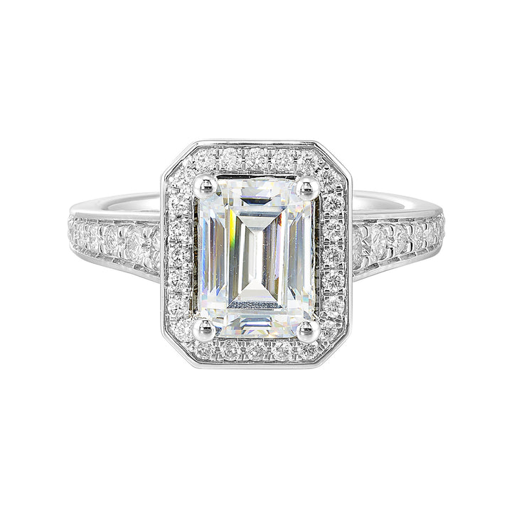 14Kt White Semi Mount 1/2Ctw For 2Ctw Emerald Cut Center