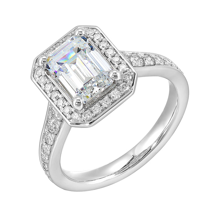 14Kt White Semi Mount 1/2Ctw For 2Ctw Emerald Cut Center